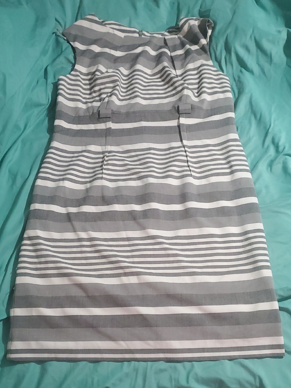Calvin Klein Gray and White Striped Sheath Dress
